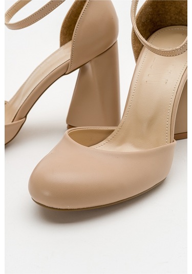Luvishoes Oslo Bej Cilt Kadın Topuklu Ayakkabı Bej