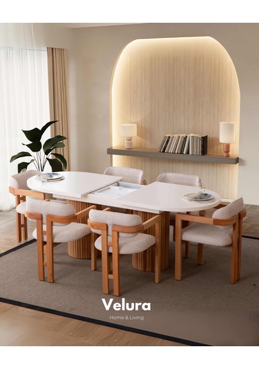 Almina Yemek Odası Takımı Yemek Masası + 4 Adet Sandalye Beyaz