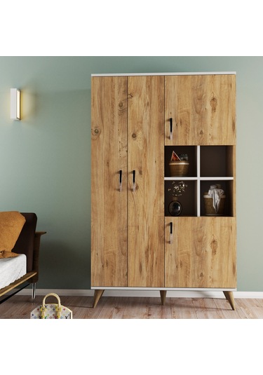 tanmob Maxi 4 Kapaklı Askılıklı Raflı Çok Amaçlı Dolap Çam - Grd0102