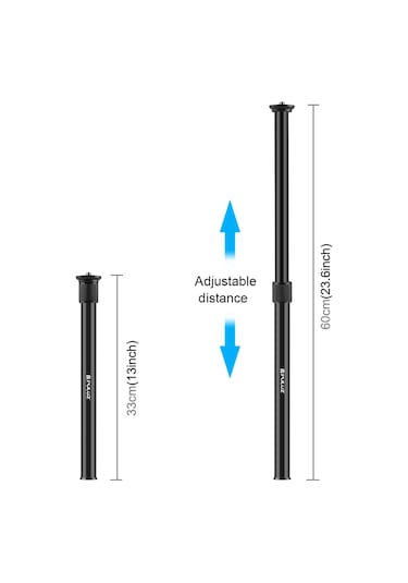 Sones Puluz Teleskopik Uzatma Merkezi Şaft Çubuğu Monopod Tutucu, Çubuk Uzunluğu: 33-60cm Siyah