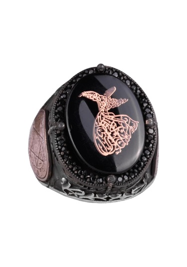 925 Ayar Gümüş El Yapımı Erkek Yüzük - Davut Yıldızı Yüzüğü Sema Töreni Gümüş