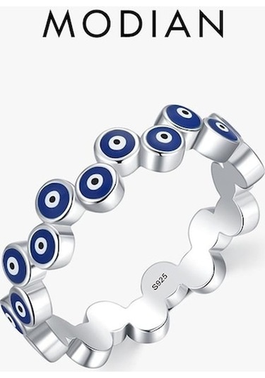 Novahub Modıan 925 Ayar Gümüş Sanat Tasarım Mavi Gözler İstiflenebilir Parmak Yüzük Kadınlar İçin Moda Güzel Parti Takı Aksesuarları 8 - 8 Gümüş