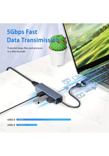 Xuweiwei 4 In 1 Usb C To Ethernet Adaptor Rj45 Gigabit Ag Macbook Pro Air İpad Uyumlu Pro Surface Laptoplar İcin