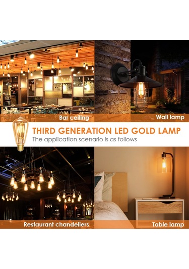 Springsun Vintage E27 Edison Led Ampul, 5'li Paket Dimmable St64, Sıcak Beyaz Işık 350lm, Kafe & Bar Dekorasyonu İçin