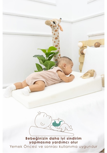 Mordesign Bebek Reflü Yatağı, Yıkanabilir Fermuarlı Tasarım, Yenidoğan Güvenli Yatış , Lyon Serisi Kırık Beyaz Zg989-2