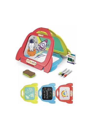 3in1 İlk Çizim Tahtam Kara, Beyaz Ve Şeffaf Tahta Seti, Kalemli & Tebeşirli Çocuk Çizim Oyuncağı