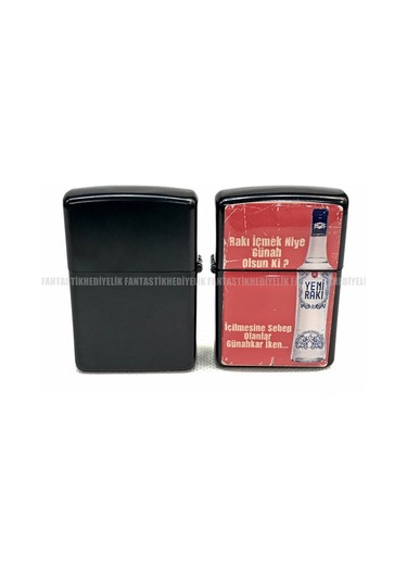 Rakı İçmek Niye Günah Mat Siyah Kapaklı Benzinli Çakmak