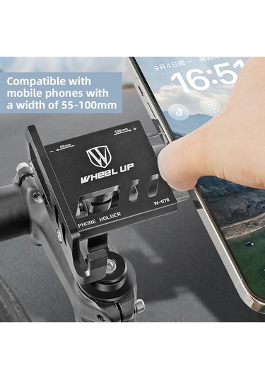 Wheel Up-bisiklet Telefon Tutucu Ayarlanabilir Alüminyum Alaşımlı Y29355-b Siyah
