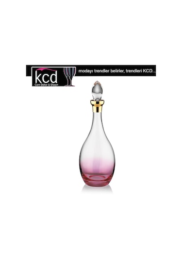 Kcd Soprano Pembe Dekor Yaldızlı Desenli Kapaklı Cam Şişe Sürahi