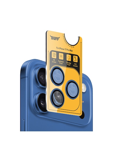 Buff Apple Uyumlu iPhone 17 Pro Max Metal Kamera Lens Koruyucu Blue Mavi