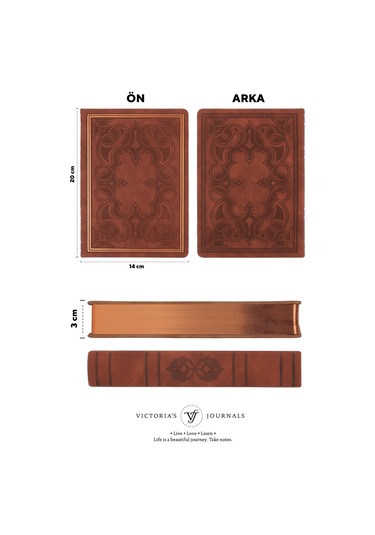 Victoria's Journals Vintage Old Book Defter Kahve 14x20 Diğer