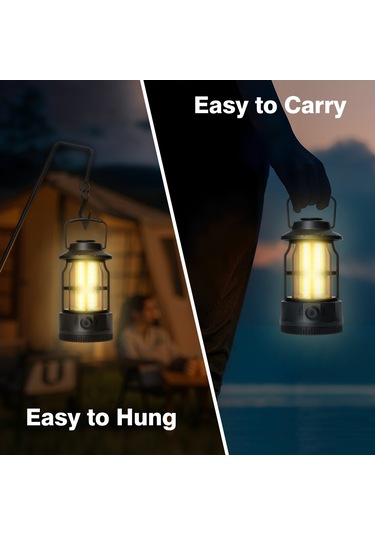 Lemestar L801br Siyah Usb Şarjlı Kamp Feneri - 5w Cob Işık, 250lm, 1200mah Pil, Abs+metal, 101x101x175mm, Çadır/doğa Kullanıma Uygun Çok Renkli