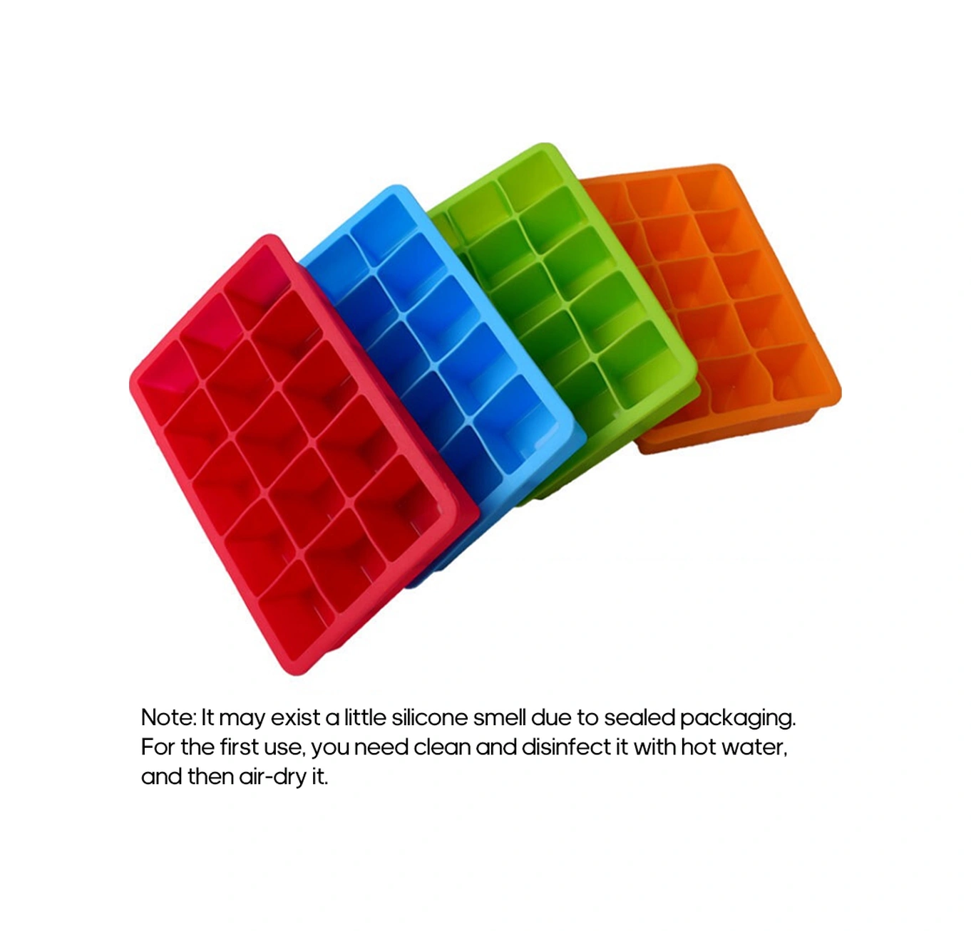 Geeroyoo Yemek Dereceli Silikon Buz Kavanozu 15 Bölmeli Çok Amaçlı Puding Çikolata Jelly Hazırlama Kabı Turuncu Çok Renkli