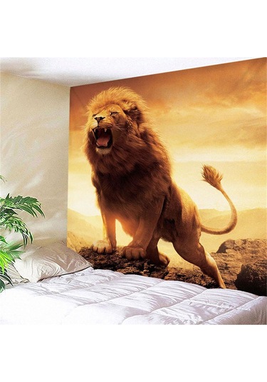 Homyl 3d Hayvan Duvar Dekor Goblen Yatak Odası Oturma Aslan-l