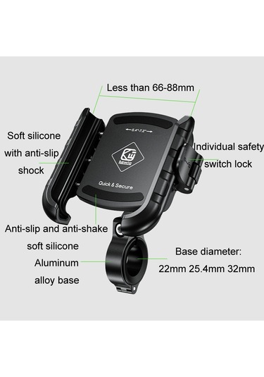 Sones Kewig Elektrikli Bisiklet Vigorously Clip Taban Braketi Açık Hava Bisikleti Cep Telefonu Navigasyon Tutucu, Model: M8sp-c4