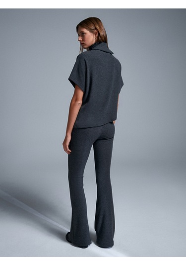 Dilvin 71910 Yüksek Bel Örme Pantolon-antrasit Antrasit