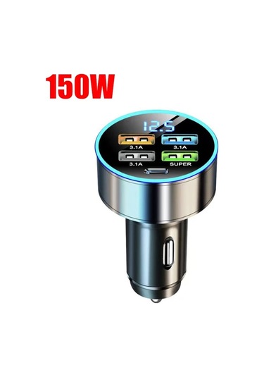5 Port Usb C Araç Şarj Adaptörü Pd 150w Süper Hızlı Şarj 150w Araç Şarj Cihazı