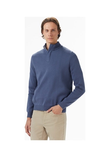 Nautica Erkek Mavi Classic Fit Kazak Düz S57220t Mavi