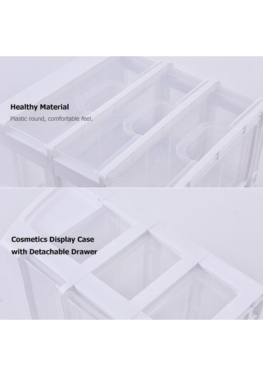 Novahub Toz Geçirmez Kozmetik Kutusu Çekmece Tarzı Ruj Cilt Ürünleri Rafı Beyaz Orta Beyaz Beyaz
