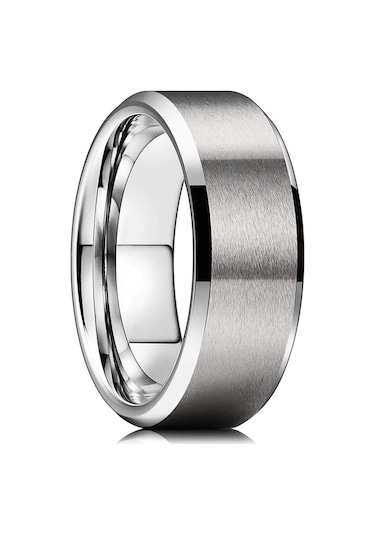 8 Mm Köşeli Düz Model Unisex Kadın Erkek Çelik Alyans Yüzük Cl31 001