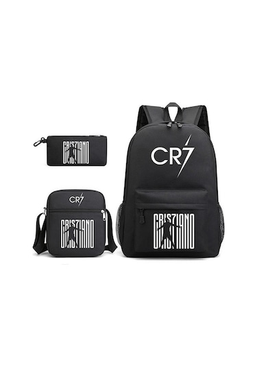 3 Parçalı Cristiano Ronaldo Sırt Çantası Seti R72a40 Siyah