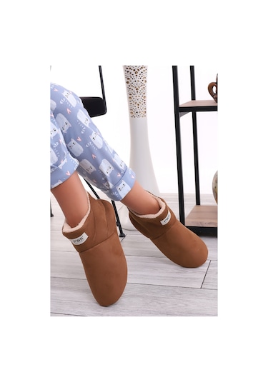 U001 Erkek Kadın Çocuk Ev Pandufu Botu Ev Ayakkabısı Hardal