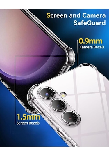 Galaxy S23 Fe Şeffaf Silikon Kılıf Antishock Köşeli Kamera Koruma