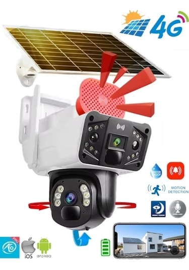 O-kam Pro-3915 4g 6mp Dual Lens Güneş Panelli Solar Sirenli Kamer