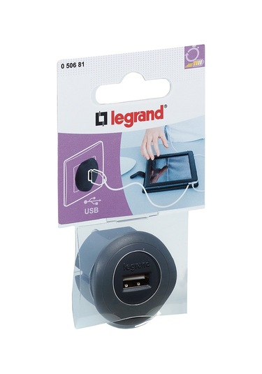 Legrand USB şarj çıkışlı fiş siyah renk 5V DC 1.5A çıkışlı - 050681