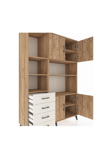 Hyperion Dolap 8 Raflı 4 Çekmeceli 4 Kapaklı 132x44x195 Çam-ç... Çam