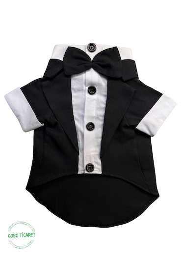 Gobo Papyonlu Smokin Damatlık Kedi Köpek Giyim Takım Elbise