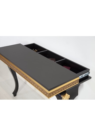 Altın Varak Dresuar Ayna ,Ferro Gizli Bölmeli Dresuar set - Ferro Siyah