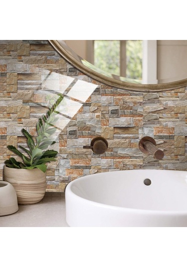 Sones 12 Adet 10 X 20 Cm Tuğla Desenli Kristal Film Parlak Fayans Sticker Zemin Stickerı Kit037 Diğer