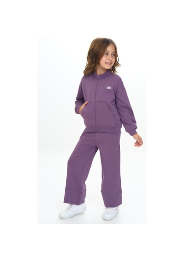 Toontoy Kız Çocuk Mood Nakışlı Eşofman Takım Mor