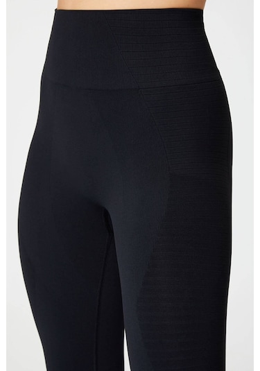 Jerf Gela Yüksek Bel, Esnek Ve Toparlayıcı Spor Tayt Siyah