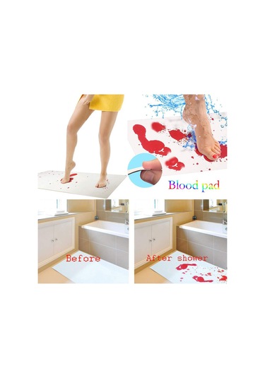 Dianziye Pumpkin Halloween Banyo Paspası - Suyla Renk Değiştiren Kanlı Desenli Banyo Matı Diğer