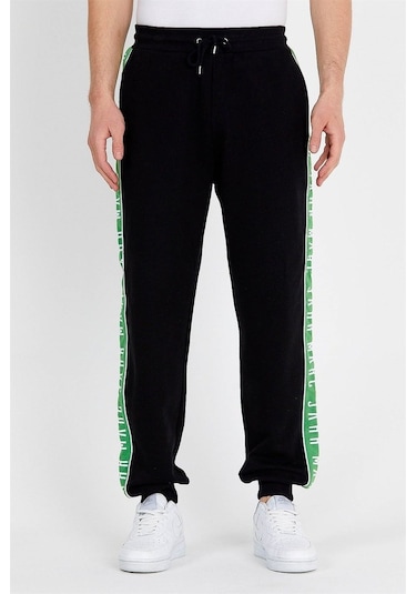 Jahr Marc Yeşil Şeritli Siyah Erkek Eşofman Altı Siyah