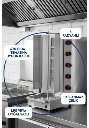 Vosco Döner Ocağı Alttan Motorlu 5 Radyan Dg