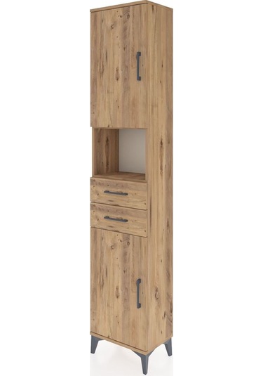 Arges Dolap 4 Raflı 2 Çekmeceli 2 Kapaklı 44x30x221 Çam-çam Atlas Çam