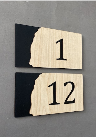 Meşe Serisi 1-12 Arası 12 Adet MDF Kapı Numarası