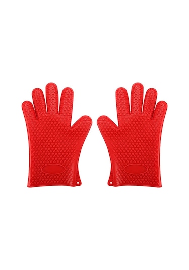 Gül Kırmızı 1 Çift Pişirme Araçları Beş Parmak Kalp Silikon Eldi Fırın Eldivenleri Haşlanma Önleyici Kapaklar&Aksesuarlar 56514548
