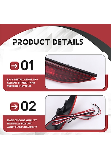 Leasetake Adet Araba Kırmızı Len Led Arka Tampon Reflektörü Led Fren Lambası Arka Sis Lambası Kia K3 Cerato Forte 2012-2016