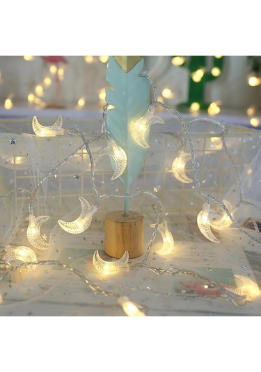 Sıcak Beyaz Eid Mubarak Led Yıldız Ay Işıkları Dize Ramazan Süslemeleri Ev İslam Müslüman Ramazan Dekorasyon Myy Ay Diğer