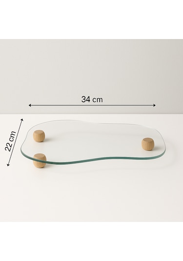 Cam Bulut Tepsi Organizer Ahşap Top Ayaklı Şeffaf