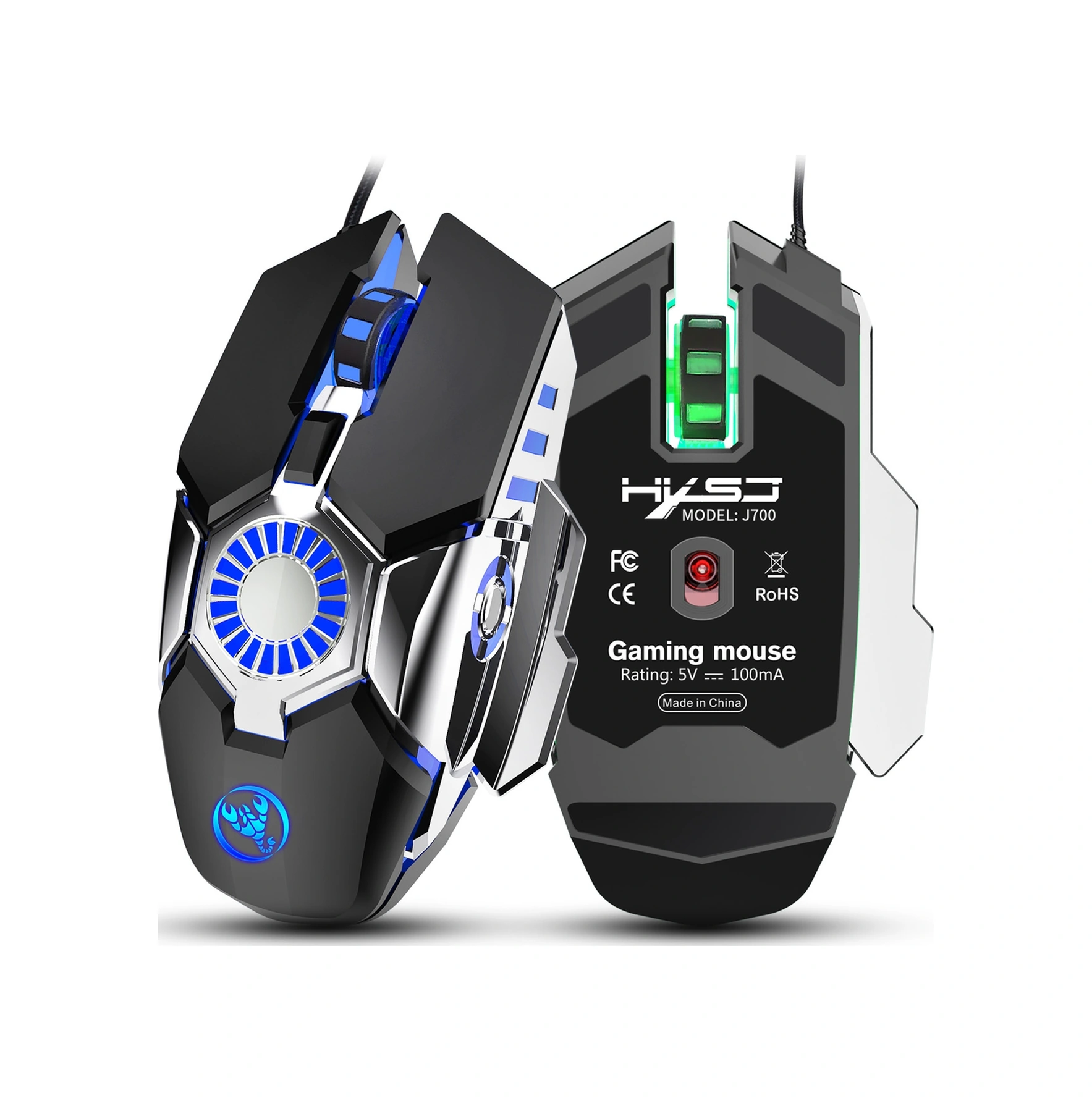 Sones Hxsj J700 Renkli Aydınlatmalı Programlanabilir E-spor Oyun Kablolu Fare Diğer