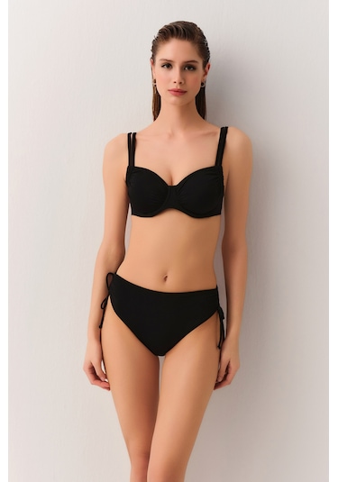 Suwen Balenli Körüklü Toparlayıcı Bikini Üst Sbn25940012 Siyah