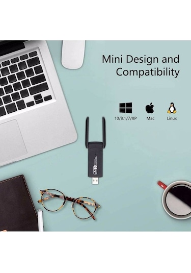 Vothoon Dual Band USB 3.0 Adaptör Kablosuz Wi-Fi Alıcı Ac1200 Mbp