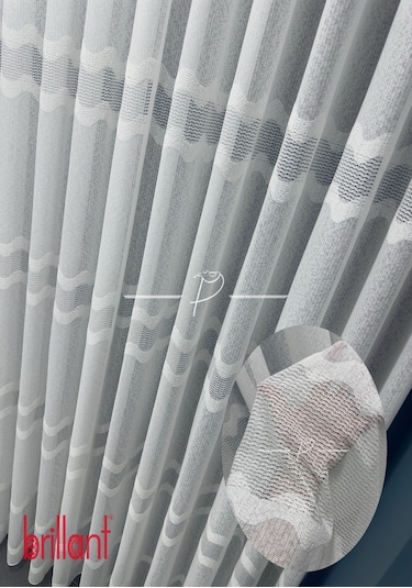 Tül Perde Brillant Marka Aplike Dantel Yoda Desen Yeni Nesil Lüx Örme Kumaş 1 . Kalite Ekru