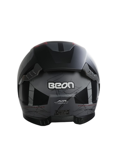 Beon B-507 FF03 Full Face Motosiklet Kaskı Gri Kırmızı Siyah
