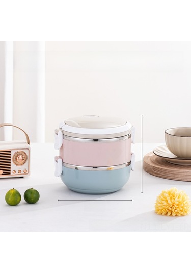 Youtek 2 Katlı Dairesel Yemek Kutusu, 201 Çelik Malzeme, Leakproof Isı Saklama, Bölmeli Pratik Öğle Yemeği Kutusu, Günlük Kullanıma Uygun Diğer